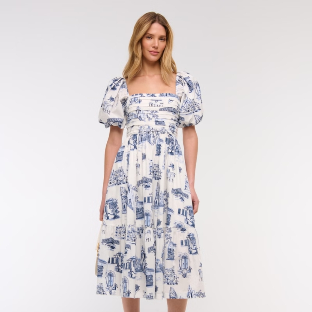 The A&F Emerson Poplin Puff Sleeve Midi Dress